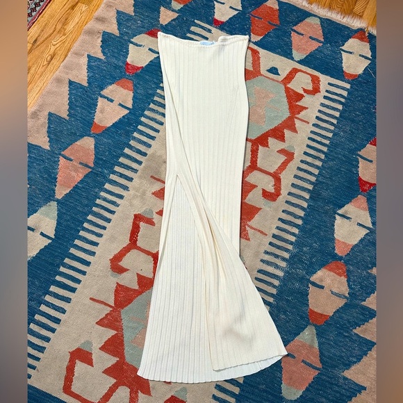 Aya Muse 'Sapodilla' Ivory Ribbed Midi Skirt Side Slit Size S - Picture 6 of 11